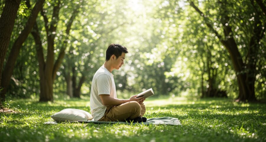 reading meditation outdoors